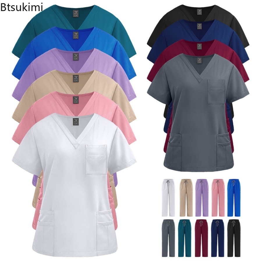 Medical Lab Uniform - Krankenschwester-Uniform Damen Kurzarm-Oberteil und Hosen Set