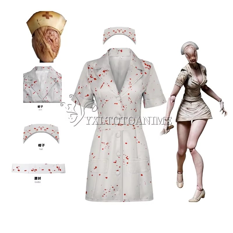 Medical Lab Uniform - Film Silent Hill Cosplay-Kostüm, Krankenschwester, weiß,
